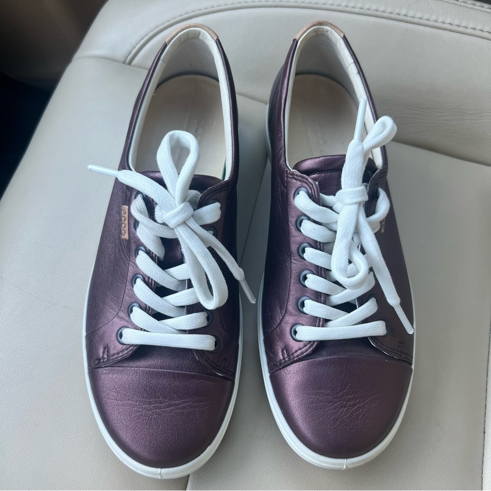 Ecco Soft 7 Leather Sneakers Womens 7 Andorra Red/Brown Lace Up Comfort